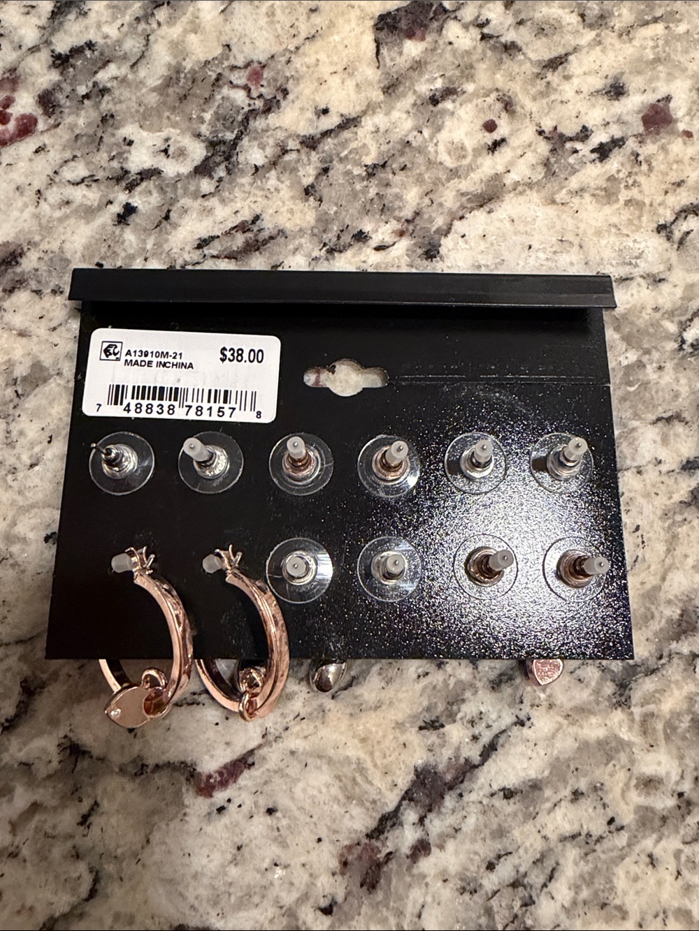 NWT Guess Multi-Style Earring Set in Rose Gold and Silver - Picture 2 of 3
